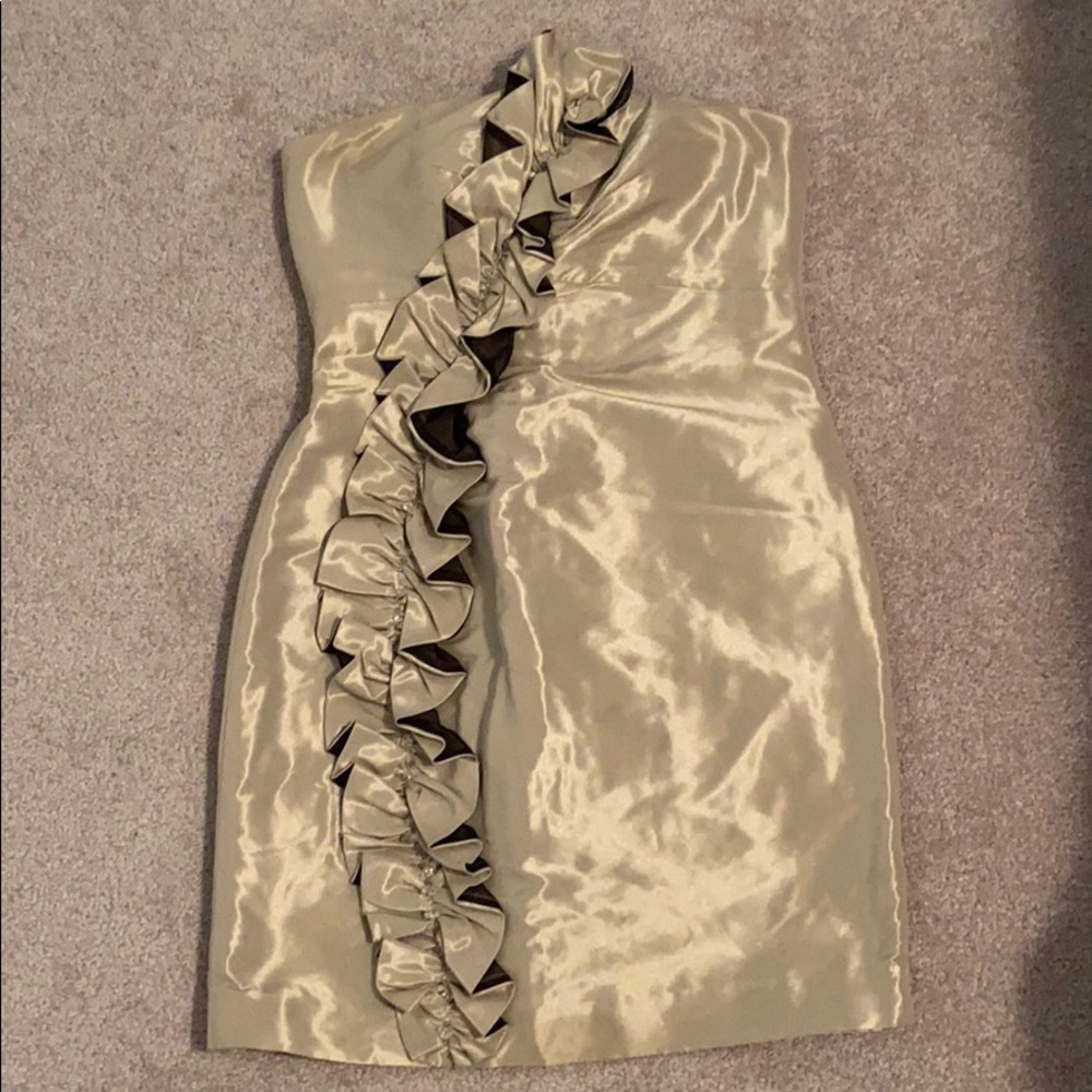 Gold Strapless Dress with Beaded Detail